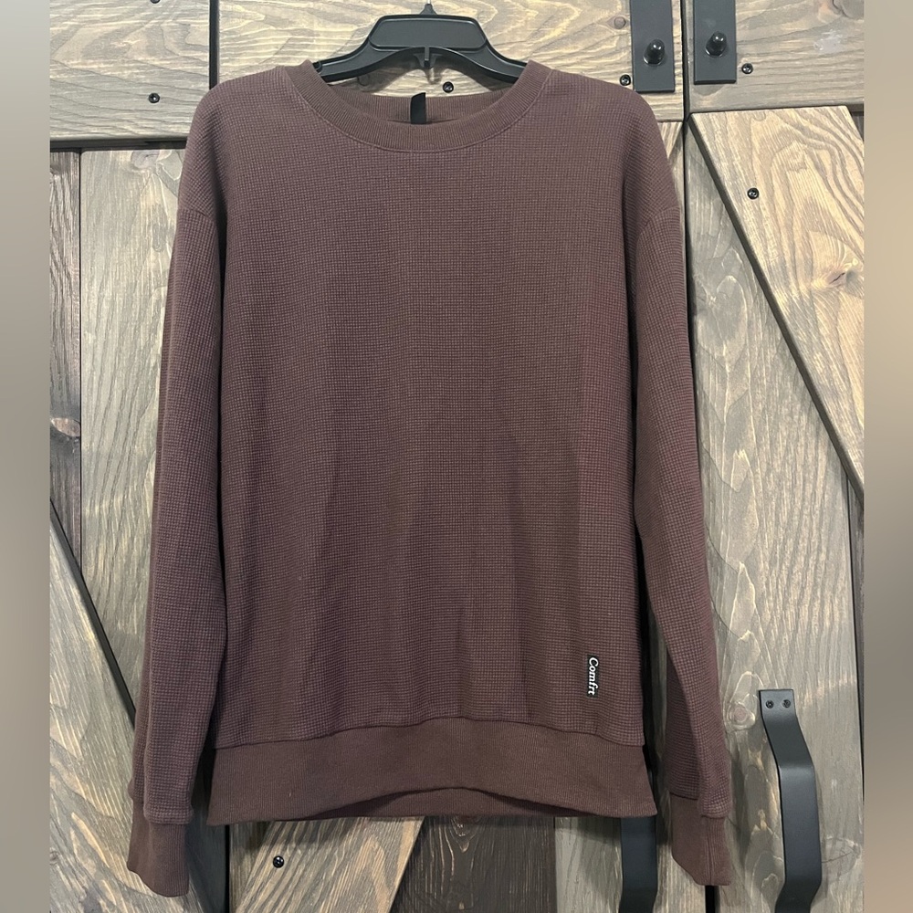 Comfrt Men's/women’s Dark Brown Crewneck waffle top